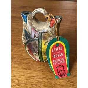 Legend Of The Indian Type Wedding Pitcher Made In Japan 7" Ceramic With Tag